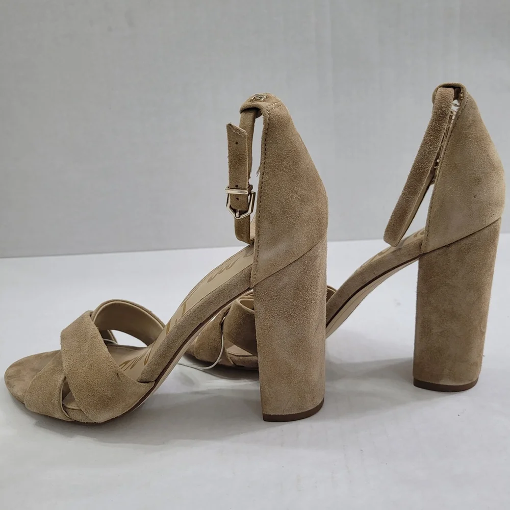 Sam Edelman Yancy Block Heel Ankle Strap Suede Sandals in Oatmeal Size 8.5 NWOT